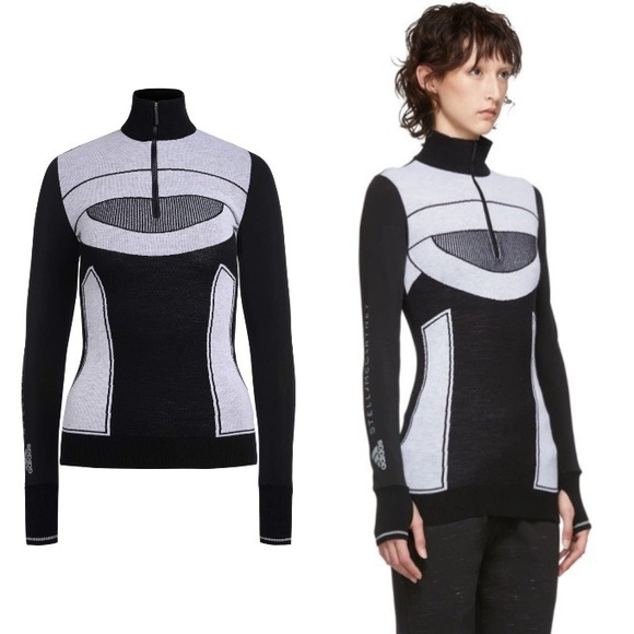adidas by Stella McCartney Black and White Run Ultra Sweater - Picture 1 of 10